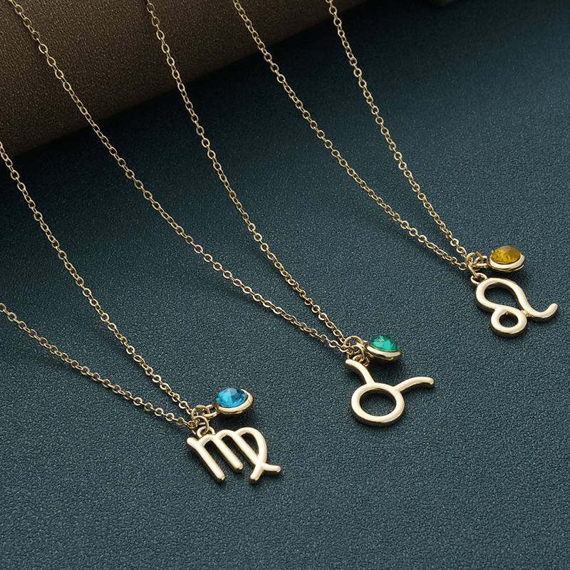 7g Weight Pendant Jewelry Making Type Artificial Gemstones Inlay Material Copper Chain Material 1 Piece Quantity Simple Style Constellation Artificial Gemstones Alloy Wholesale Pendant Necklace