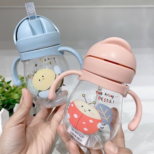 2021 manufacturers children's pipette Cup cartoon Cup children's kettle baby learning Cup V handle does not leak anti-choking
