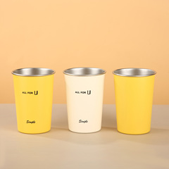 小mi同金304ステンレスカップ単層巻きコーヒーカップシンプル携帯カップ直飲カップ