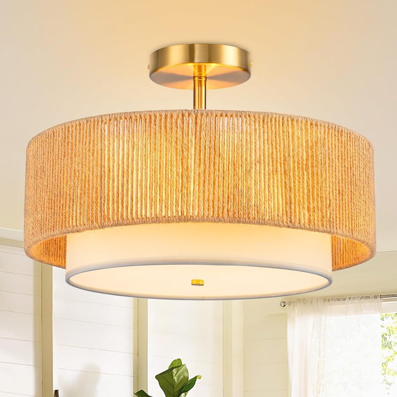 Cross-border rattan recessed ceiling ceiling lamps suitable for living room kitchen bedroom entrance farmhouse