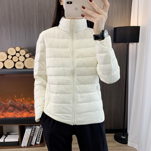 Duck down plus size down jacket 2024 winter new ladies stand collar slim short warm light coat women's cotton-padded jacket