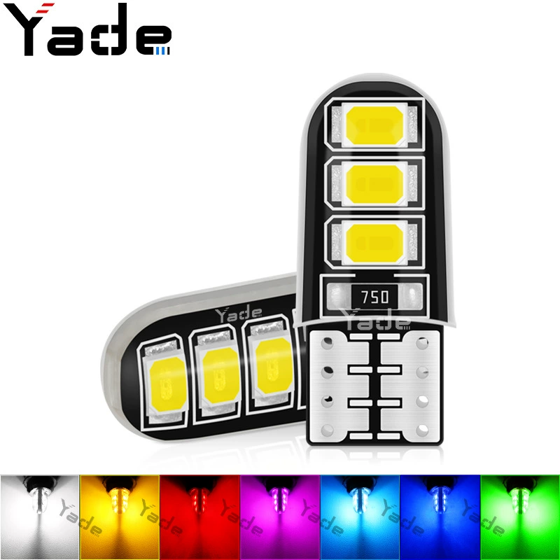 Светодиодная лампа Yade Automotive T10 2835 6SMD для подсветки номерного знака, силиконовая, W5W, высокая яркость, для мотоциклов