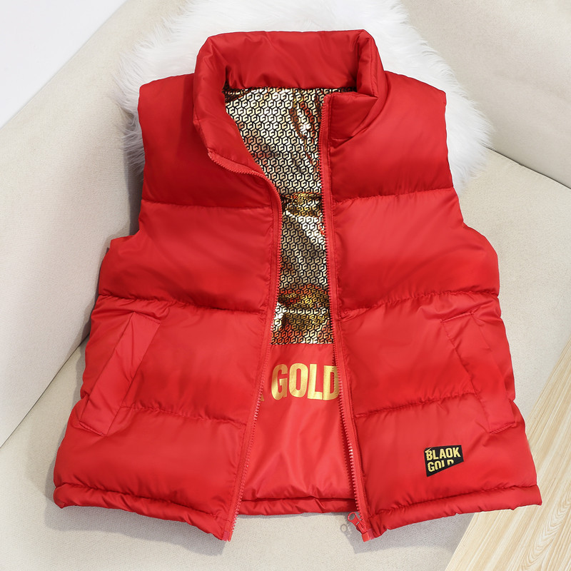 New children's down cotton vest, autumn and winter, stand-up collar, warm vest, outerwear, thickened coat for medium and large children.