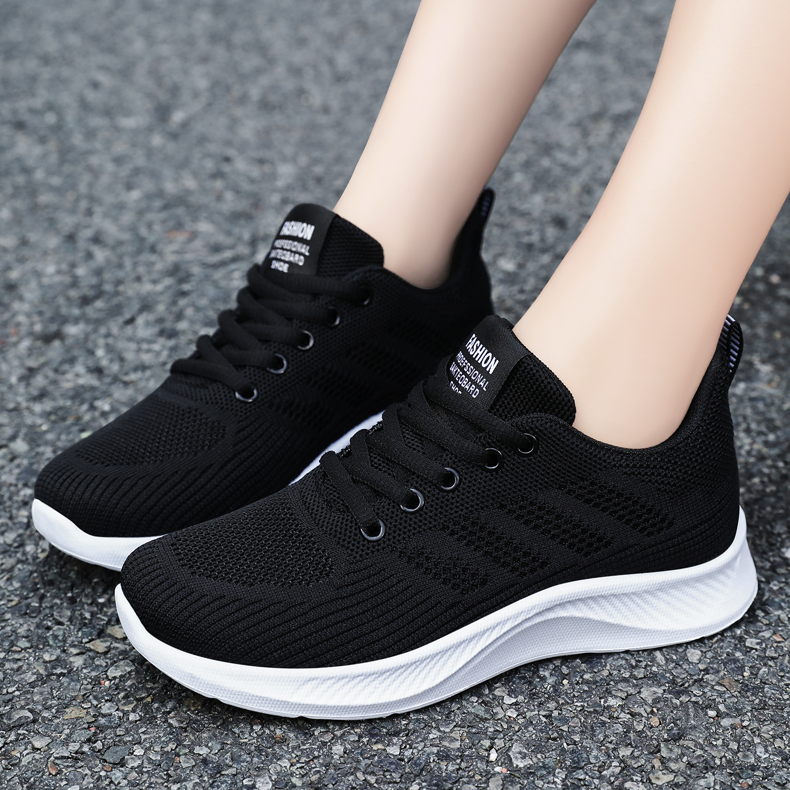 Zapatos de mujer, zapatillas deportivas nuevas, zapatillas transpirables de punto para primavera, zapatillas de running sencillas de malla, zapatos de regalo para transmisiones en vivo privadas