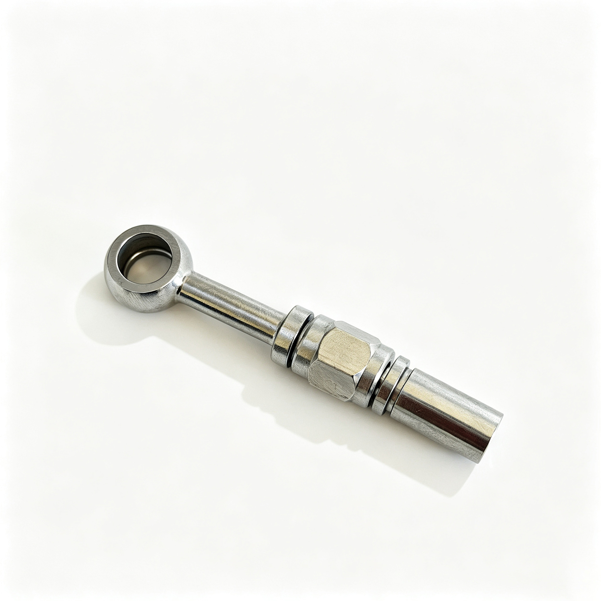 M10 stainless steel fish-eye 4-piece set of connectors 0/28/90 degree brake hose coupler with threaded integrated crimping connector