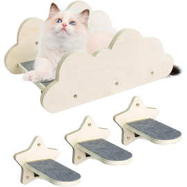 木制猫爬梯子墙壁挂式多层猫爬架剑麻绳木板楼梯猫咪玩具用品批发
