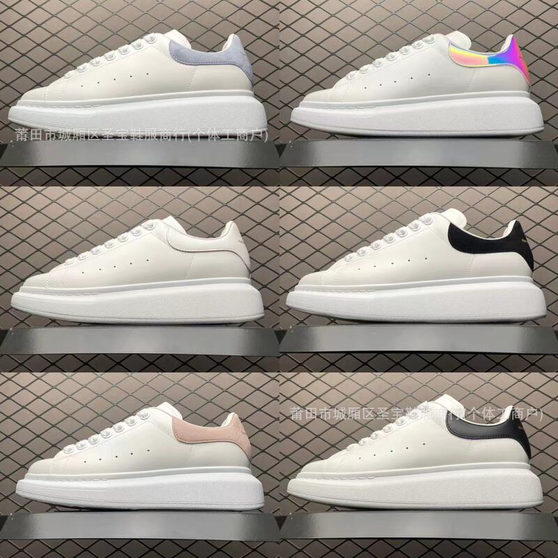 Putian Pure Original Mcqueen White Shoes for Men and Women, Thick-Soled Height Increase 5cm Sports Versatile Couple Casual Shoes Sneakers Leather
