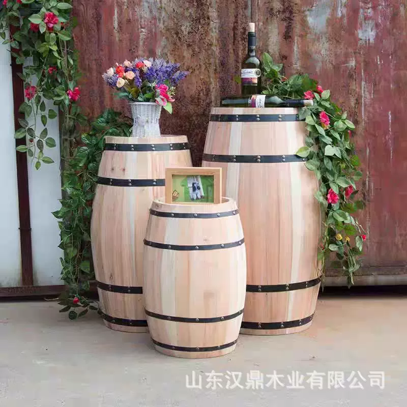 酒吧装饰木桶展会婚庆摄影酒桶道具实木啤酒桶酒庄摆件原木色酒桶