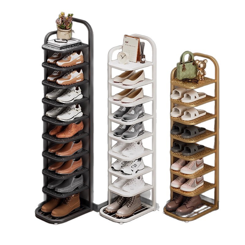 Estante de zapatos plegable de hierro forjado puerta pequeña estante de almacenamiento doméstico multicapa para alquiler simple no ocupa espacio