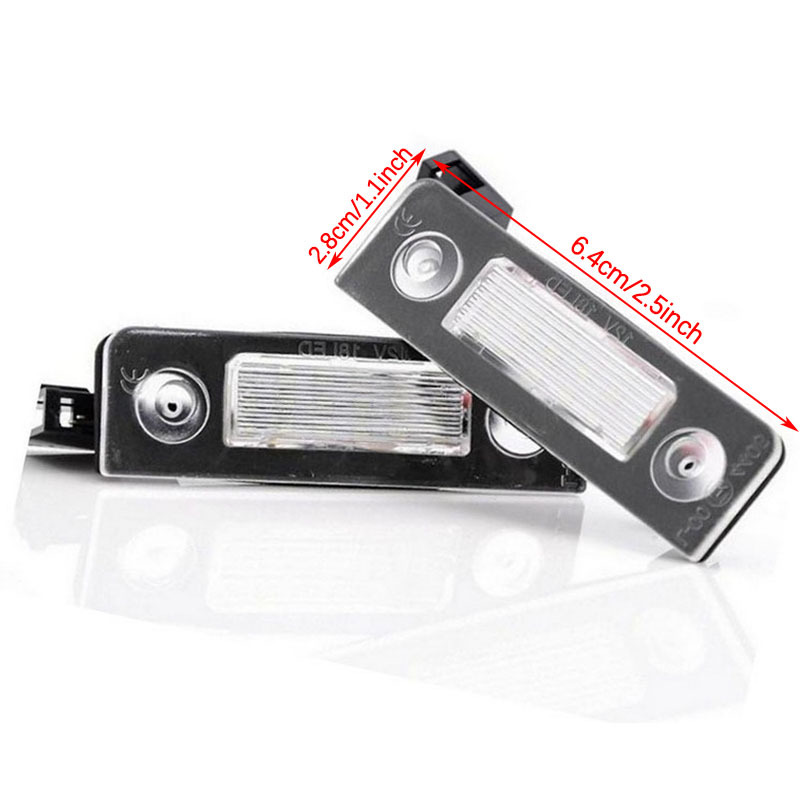 Suitable for Volkswagen Skoda Octavia II facelift models 09-12, license plate lights, 18 LED white lights, black cotton, 2 pieces
