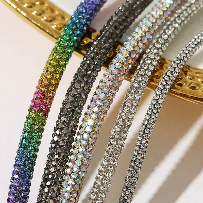 Знаменитая фабрика оптовых rhinestone diy украшения одежды аксессуары круглый полный страп цветной rhinestone лента кружевная лента