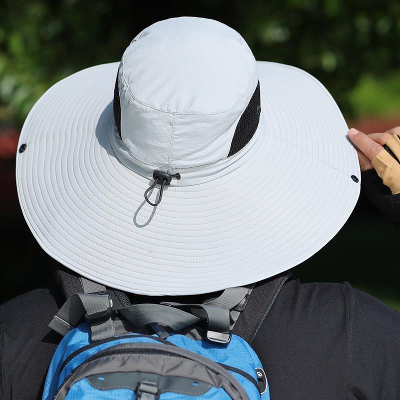 15cm大きいつばメンズ漁師帽アウトドアサンシェード日焼け止め帽子中高年登山釣り帽サンシェード日よけ帽子|undefined