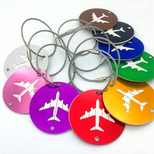 Round luggage tag, luggage suitcase, airplane, bag, Amazon, aluminum alloy
