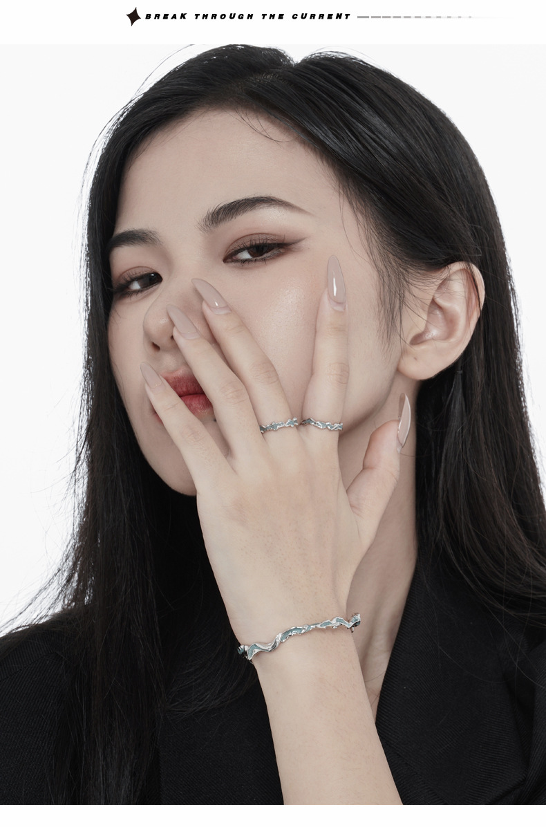 Fashion Irregular Silver Epoxy Open Ring 1 Piece