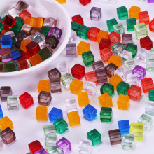 亚克力光面骰子饰品透明彩色正方形方块配件炫彩糖果色方形珠装饰