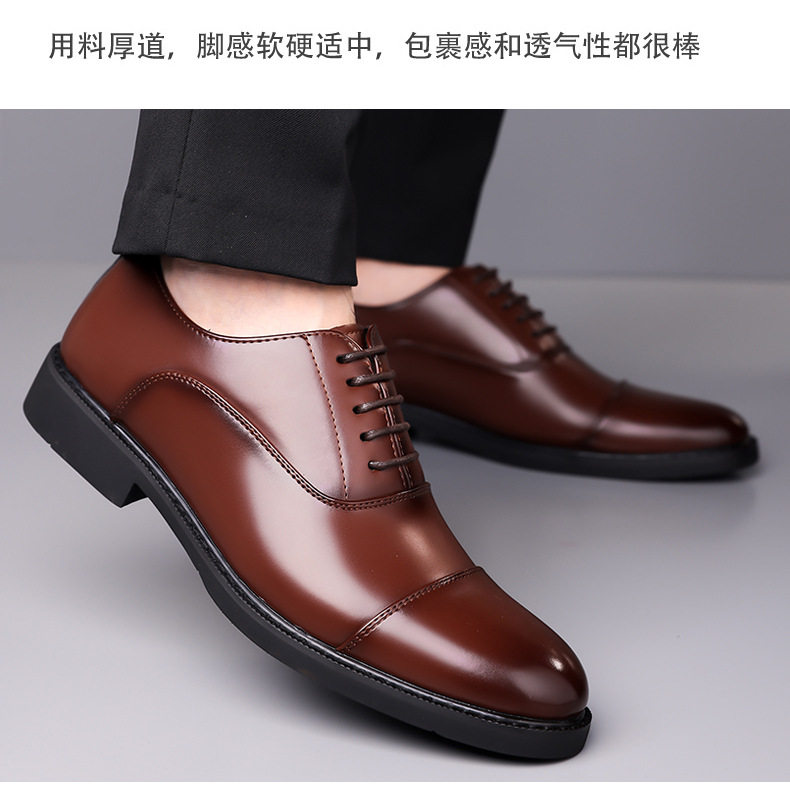 Giày da nam Oxford công sở mũi nhọn ba khớp phong cách Anh, cỡ lớn — Màu nâu, Màu đen chi tiết 18