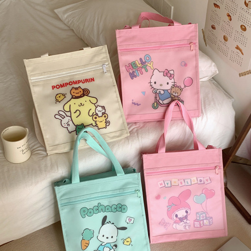 Sanrio Official Factory Wholesale Hello Kitty Tutoring Bag for Girls, Cute Cartoon Handbag for Children, Study Supplement Bag