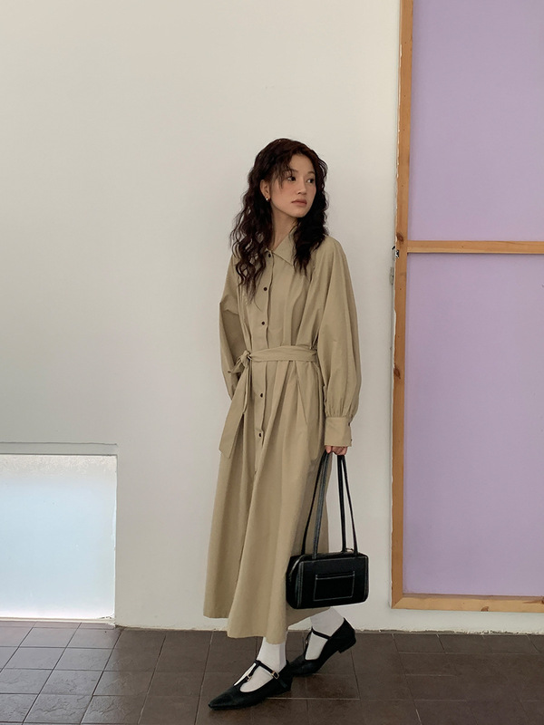 MOXI十三行女装2025秋季新款韩版长款连衣裙女长袖衬衫裙女长裙子|undefined