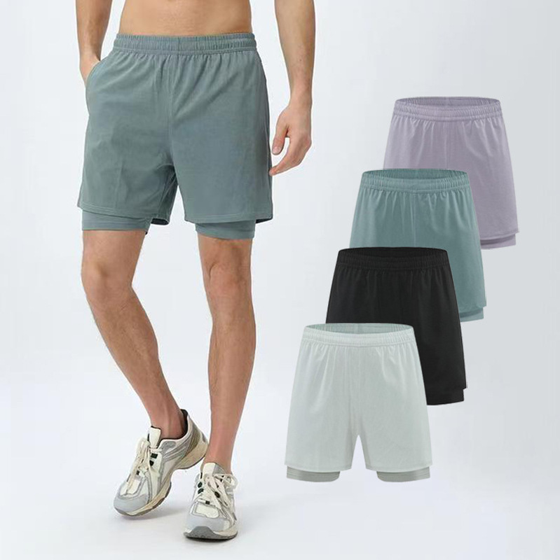 New Summer Men's Two-in-One Sports Shorts, Quick-Dry, Breathable, for Running, Fitness, Athletics, Marathon, Double-Layer Three-Quarter Pants New Summer Men's Two-in-One Sports Shorts, Quick-Dry, Breathable, for Running, Fitness, Athletics, Marathon, Double-Layer Three-Quarter Pants