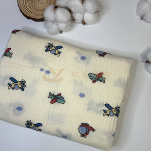 100 Cotton Double Gauze Cartoon Airplane Printed Home Clothes Pajamas Baby Spit Towel Pillow Towel Fabric