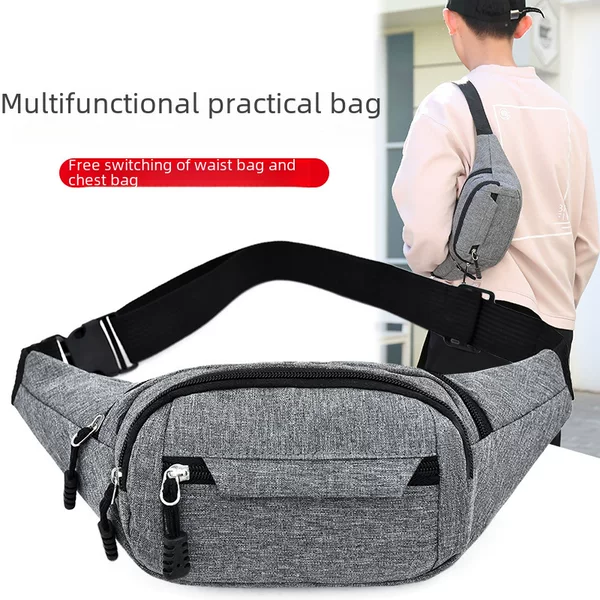 Sports Multifunctional Waist Bag for Men and Women, Large Capacity Cash Register Bag, Business Nylon Cloth Mobile Phone Bag, Shoulder Chest Bag