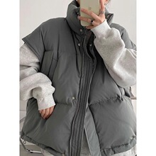 跨境羽绒棉马甲女秋冬新款立领加厚防寒保暖加厚休闲通勤坎肩外套