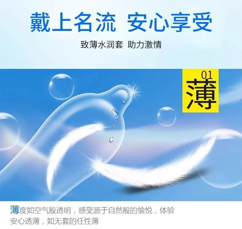 Celebrity Zhibo 002 Ultra-Thin Condoms, 3 Pieces, Natural Latex, Medium, Transparent — detail image 1