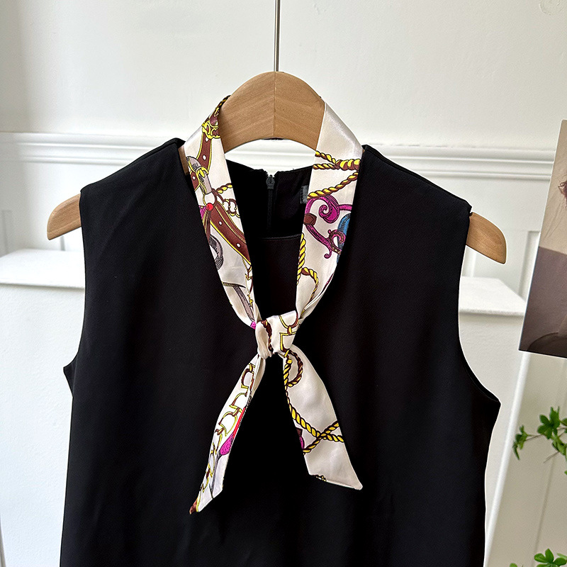 Pañuelo de seda largo, decoración de moda avanzada coreana, bufanda pequeña, bolsa de toalla de seda para mujer, cinturón de envoltura, turbante multiusos, cinturón para el cabello