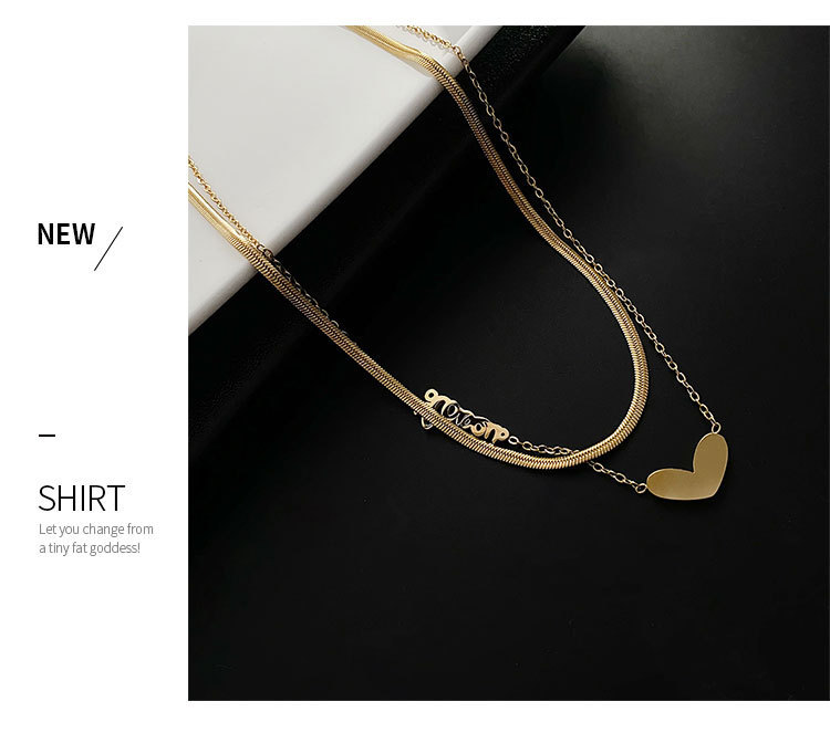 Layered Necklaces Classification 304 Stainless Steel Chain Material Vacuum Plating Real Gold Plated 18K Gold Rose Gold Plated Silver Plated Letter Heart Shape 304 Stainless Steel Fashion Waterproof Non Tarnish Titanium Steel Layered Necklaces