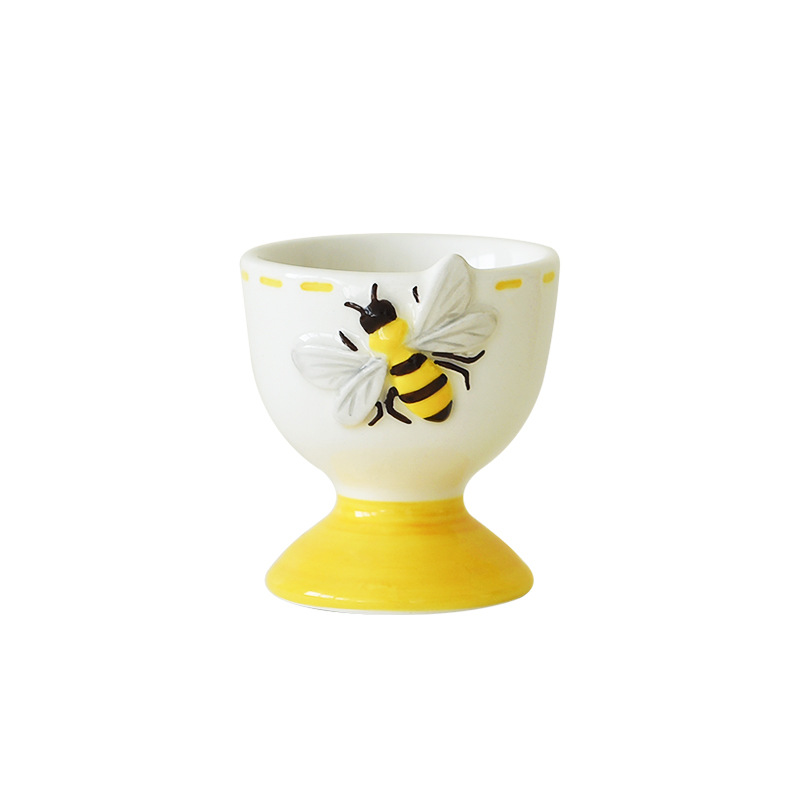 Taza en relieve creativa, una sola pieza de huevo, una copa de vino de cerámica de alta temperatura, una linda taza de huevo de primavera de abeja, de alto valor
