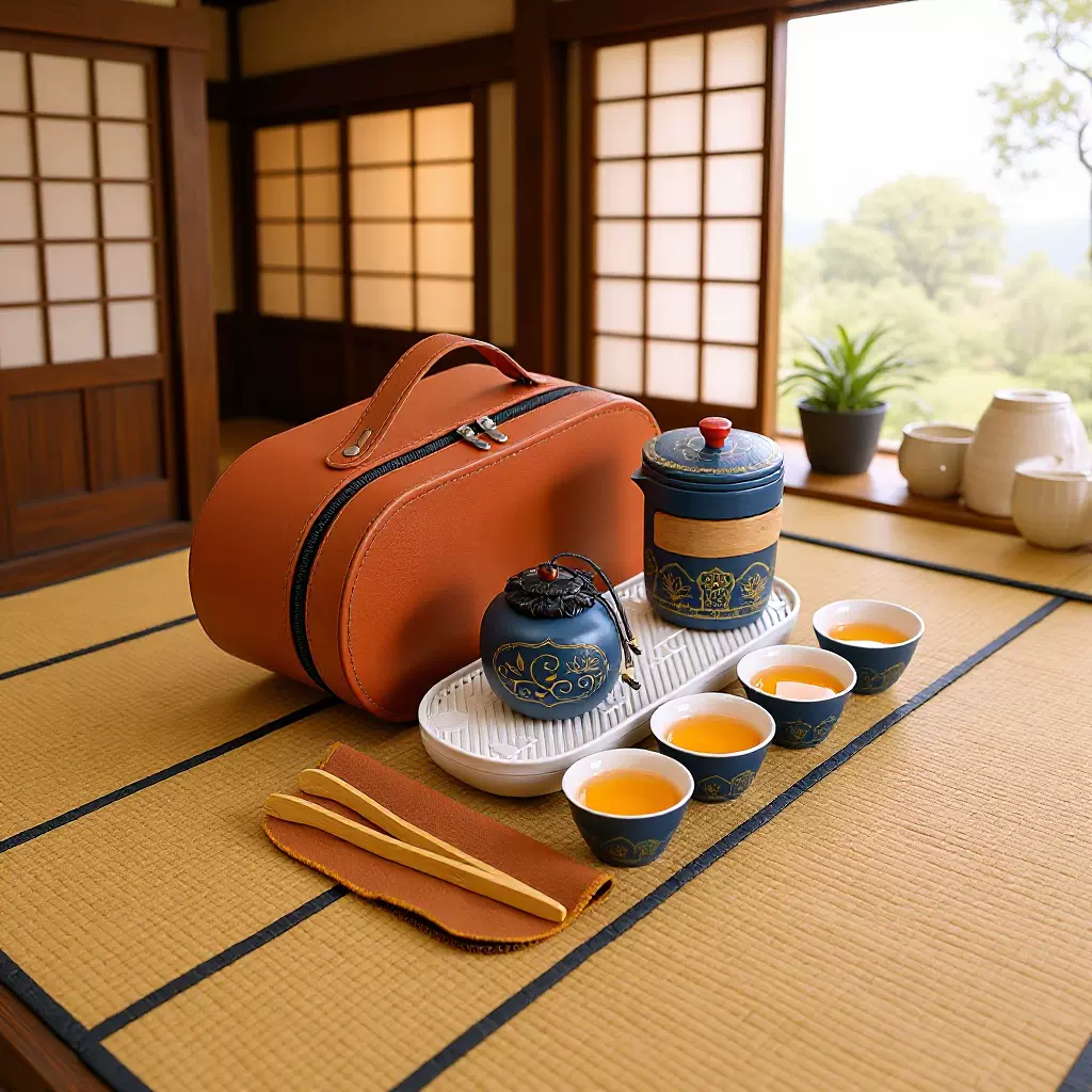 旅行茶具套装便携式快客杯一壶三杯茶叶罐户外露营商务活动伴手礼