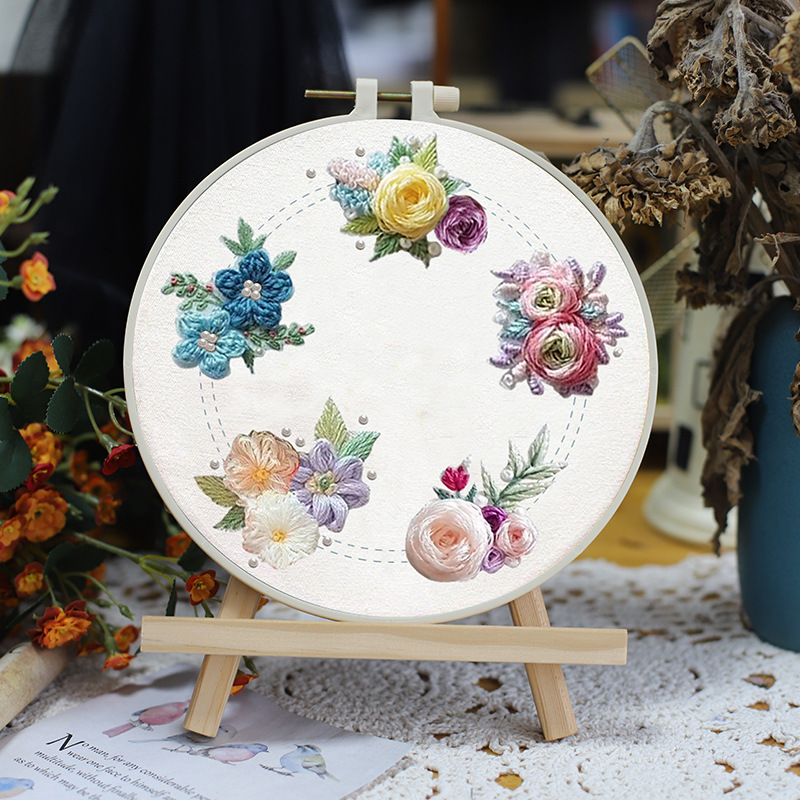 Original-Nuevo producto Bordado Diy Paquete de material de tela hecho a mano transfronterizo Paquete de práctica de costura hecho a mano creativa en inglés