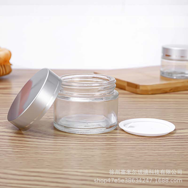50g透明玻璃膏霜瓶化妆护肤品分装瓶面霜空瓶便携式眼霜瓶面膜罐|undefined