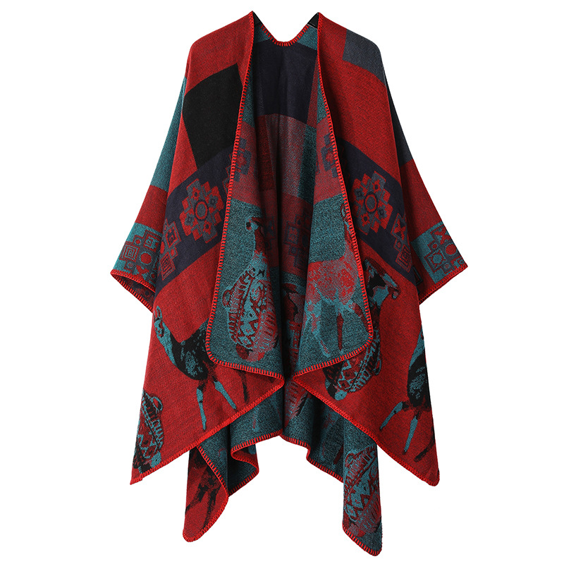 Sciarpa scialle donna con nappe mantella calda da viaggio_voghion.com
