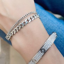 容雅时尚潮牌简约百搭气质手环韩国双层坦克链流苏手链女个性推荐