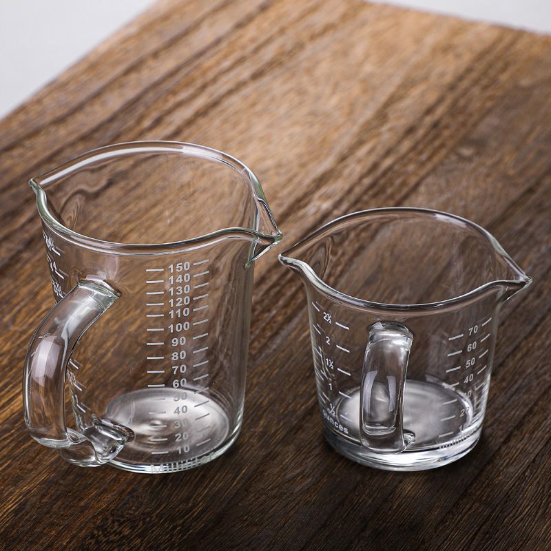 Mini Glass Measuring Cup with Handle and Spout, Small Measuring Cup for Coffee Frothing and Latte Art, Cross-Border Supply