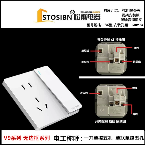 One opening single -control+five -hole socket