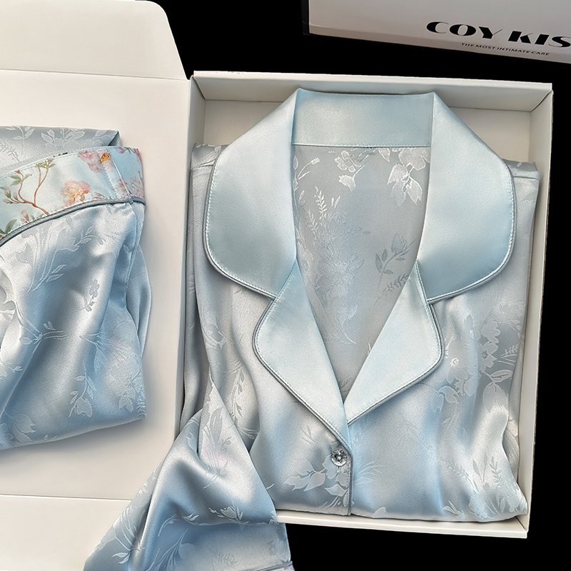 Ice Silk Pajamas for Women, Chinese Style, High-End, Light Luxury, Long-Sleeved, Long-Pants Loungewear, a Birthday Gift for Mom Ice Silk Pajamas for Women, Chinese Style, High-End, Light Luxury, Long-Sleeved, Long-Pants Loungewear, a Birthday Gift for Mom