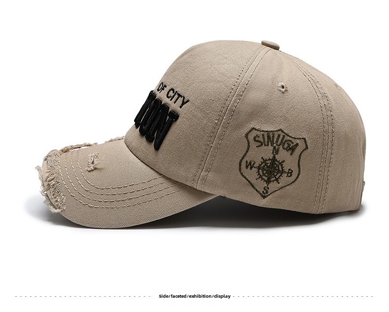 New Style Personalized Ripped Side Letter Cowboy Baseball Hat Soft Top Women's Spring and Summer Casual Cap Sunshade Hat_voghion.com