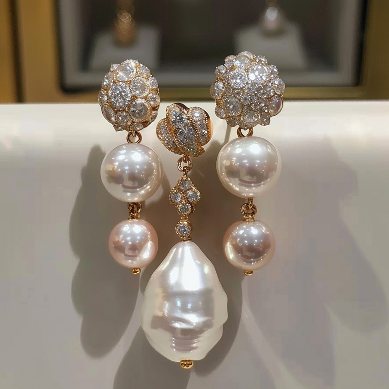 Retro elegant earrings pearl