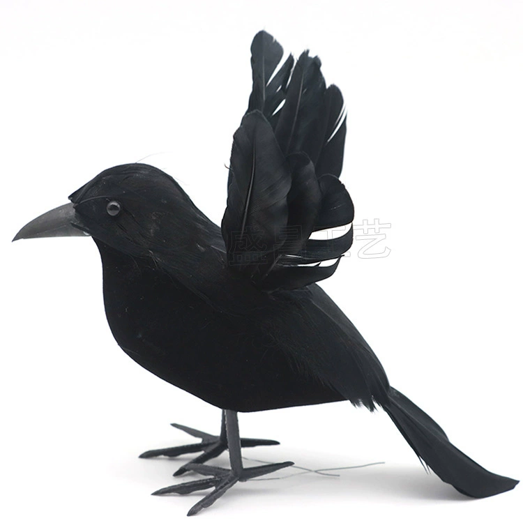 Halloween Black Feather Crow forced Halloween Decoration Feather Birds 3PCS Garden Interior shooting props
