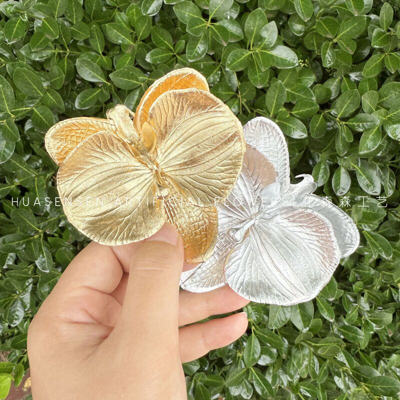 ゴールデンシルバー胡蝶蘭シミュレーション単一花頭手作り結婚式のお土産キャンディーボックス装飾 diy 靴の花|undefined