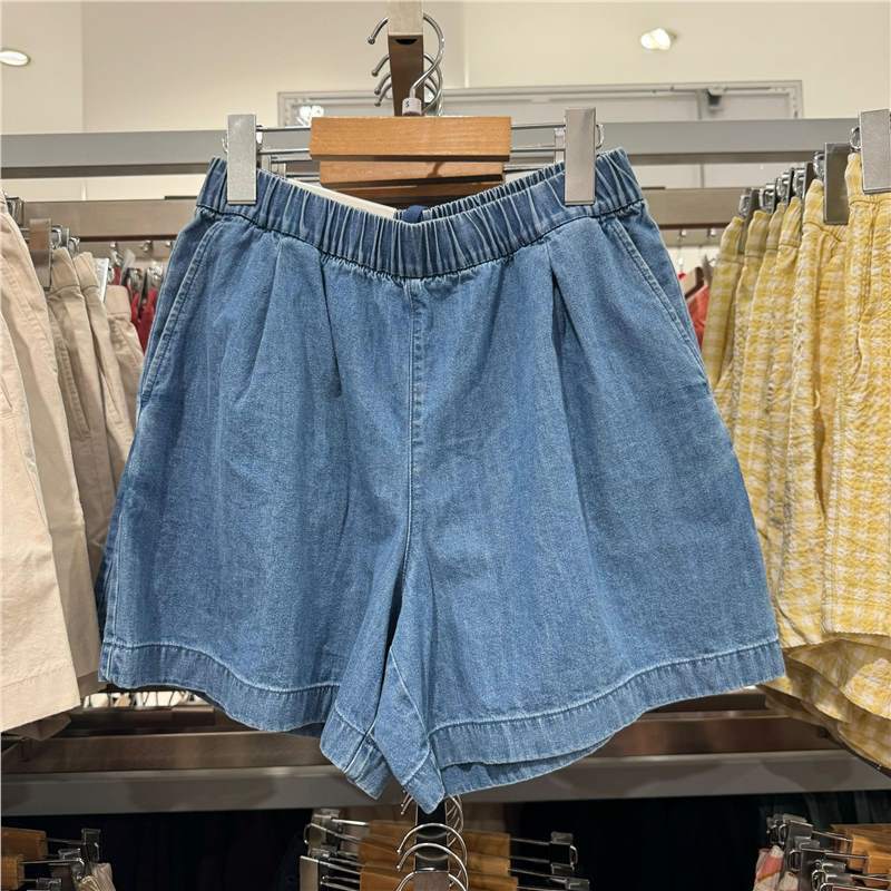 New Summer Elastic Waist Color Denim Shorts Cotton Loose Casual Shorts 473757 New Summer Elastic Waist Color Denim Shorts Cotton Loose Casual Shorts 473757