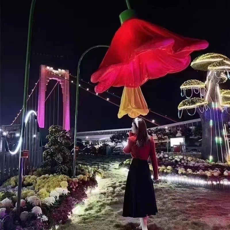 网红感应花灯商业街美陈玫瑰户外景区公园广场自动开合互动装置