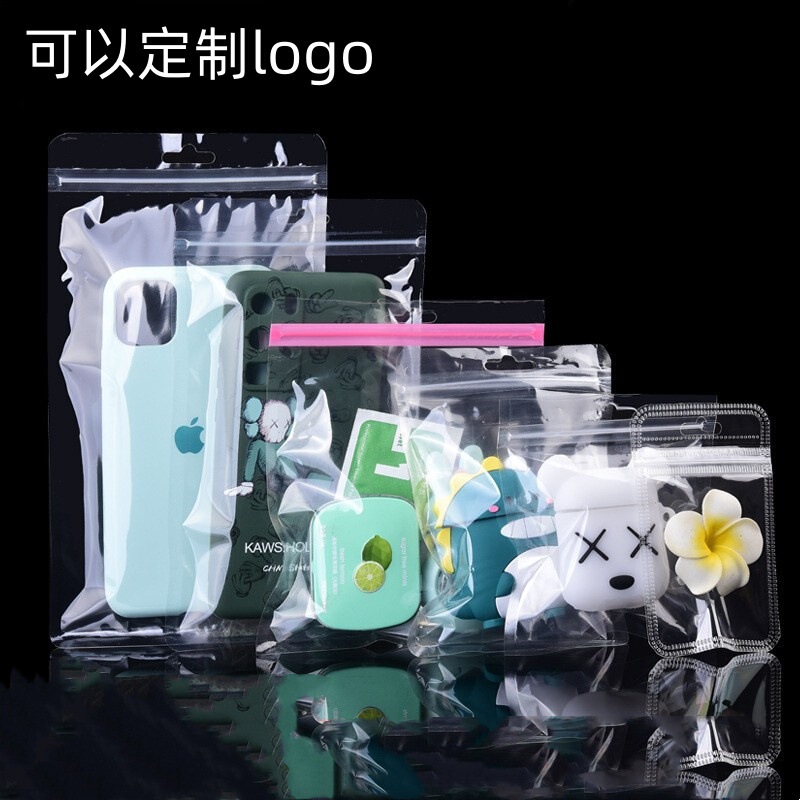 plastic sealed bag food packaging bag mobile phone shell stand jewelry bag pet transparent earphone case self-sealing bag
