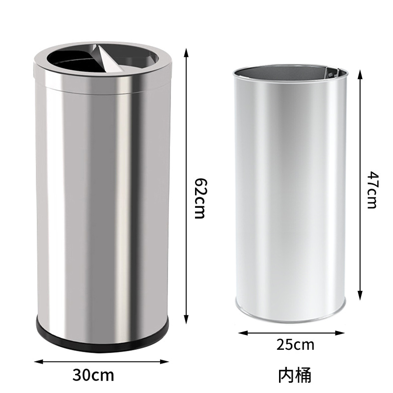 Hotel de acero inoxidable cubo de basura redondo con cenicero empresa hotel vertical pasillo elevador cubo de fumadores