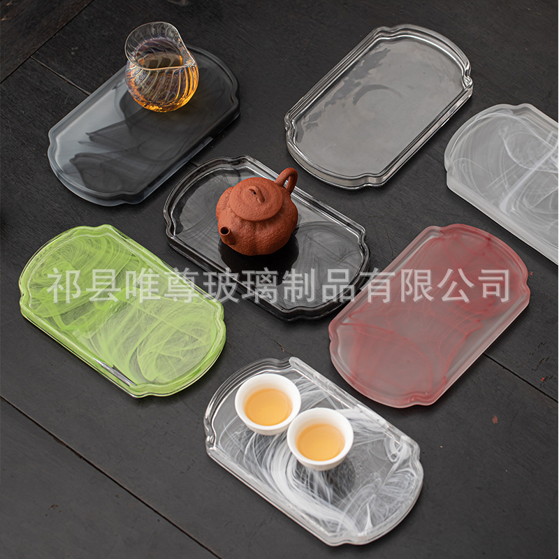 国风水墨琉璃海棠壶承干泡盘复古中式茶壶盖碗托盘茶托盘茶台蓄水