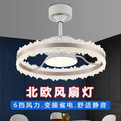 餐厅北欧风扇灯现代简约卧室一体吊扇灯大风力变频静音客厅电扇灯