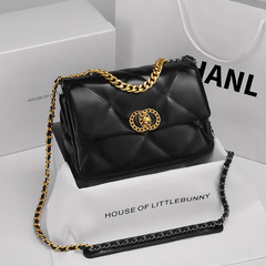 小香風牛皮大菱格豆腐包單肩鏈條輕奢百搭19bag雲朵斜挎女包