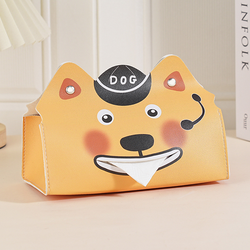 Original divertido de dibujos animados lindo caja de pañuelos caja de dibujo de cuero dormitorio doméstico multifuncional exquisita caja de almacenamiento de personalidad